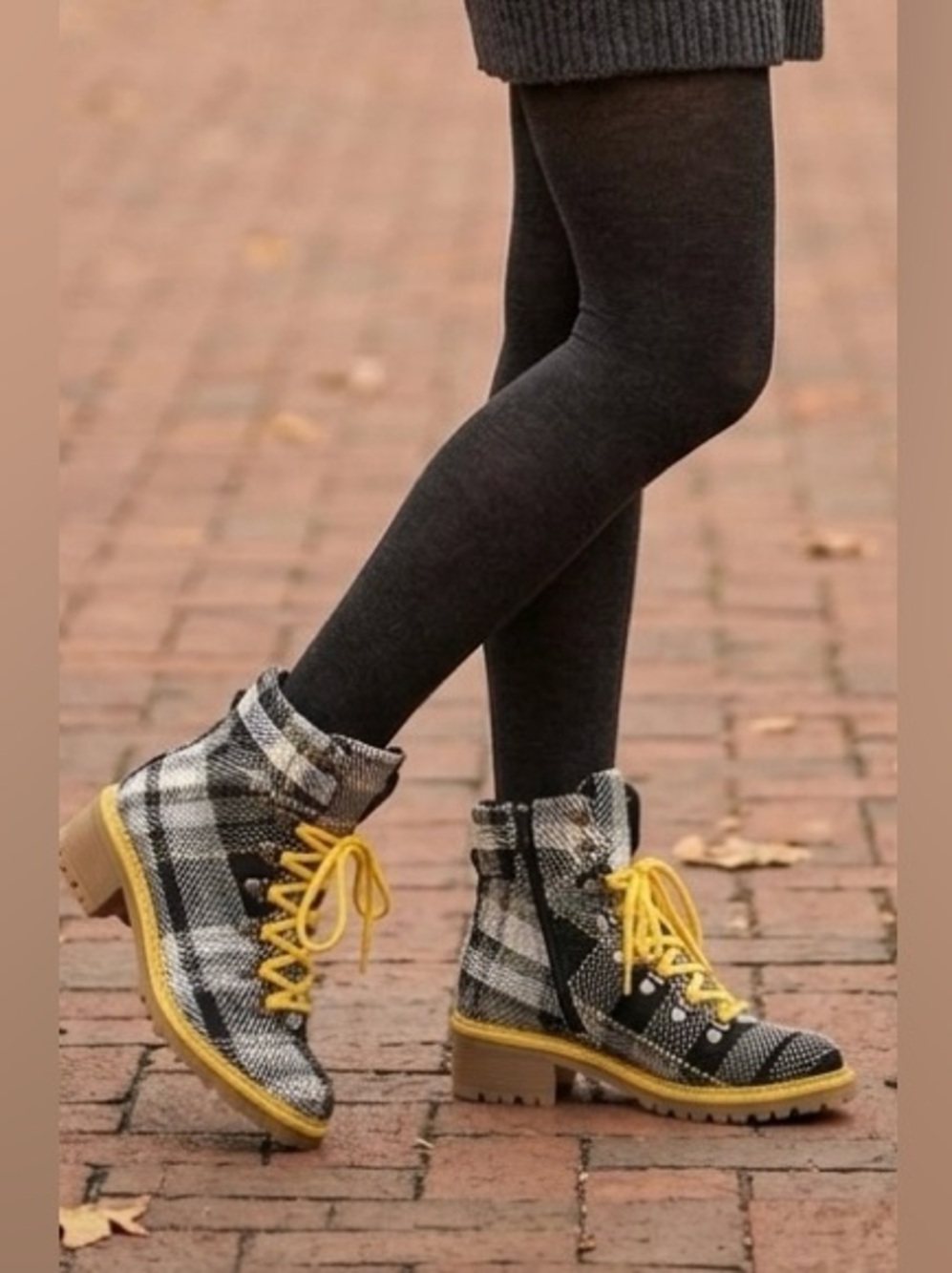 Eric Michael Wool Upper Combat Boots, Yellow Laces, Side Zipper, NWOT, size 37